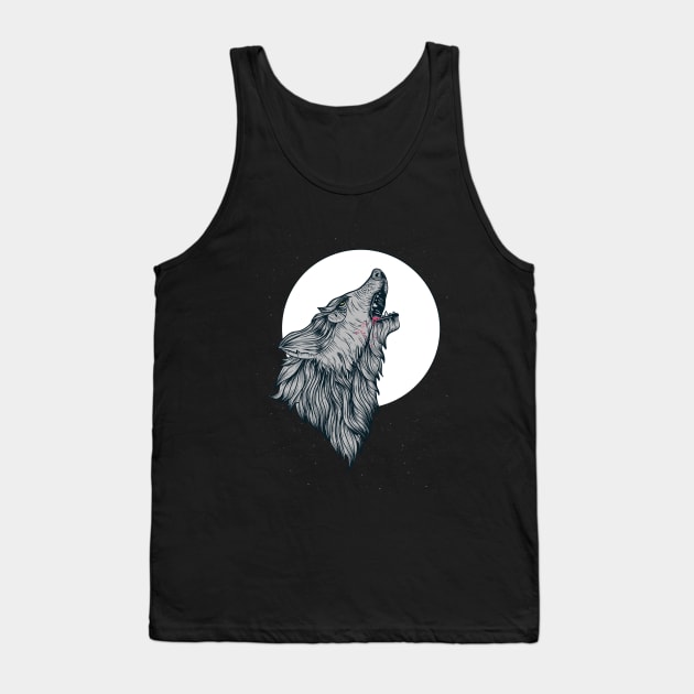 Direwolf Howling at the Moon Tank Top by TheRealestDesigns